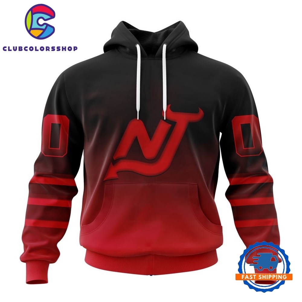 NHL New Jersey Devils Special Retro Gradient Design Hoodie, T Shirt