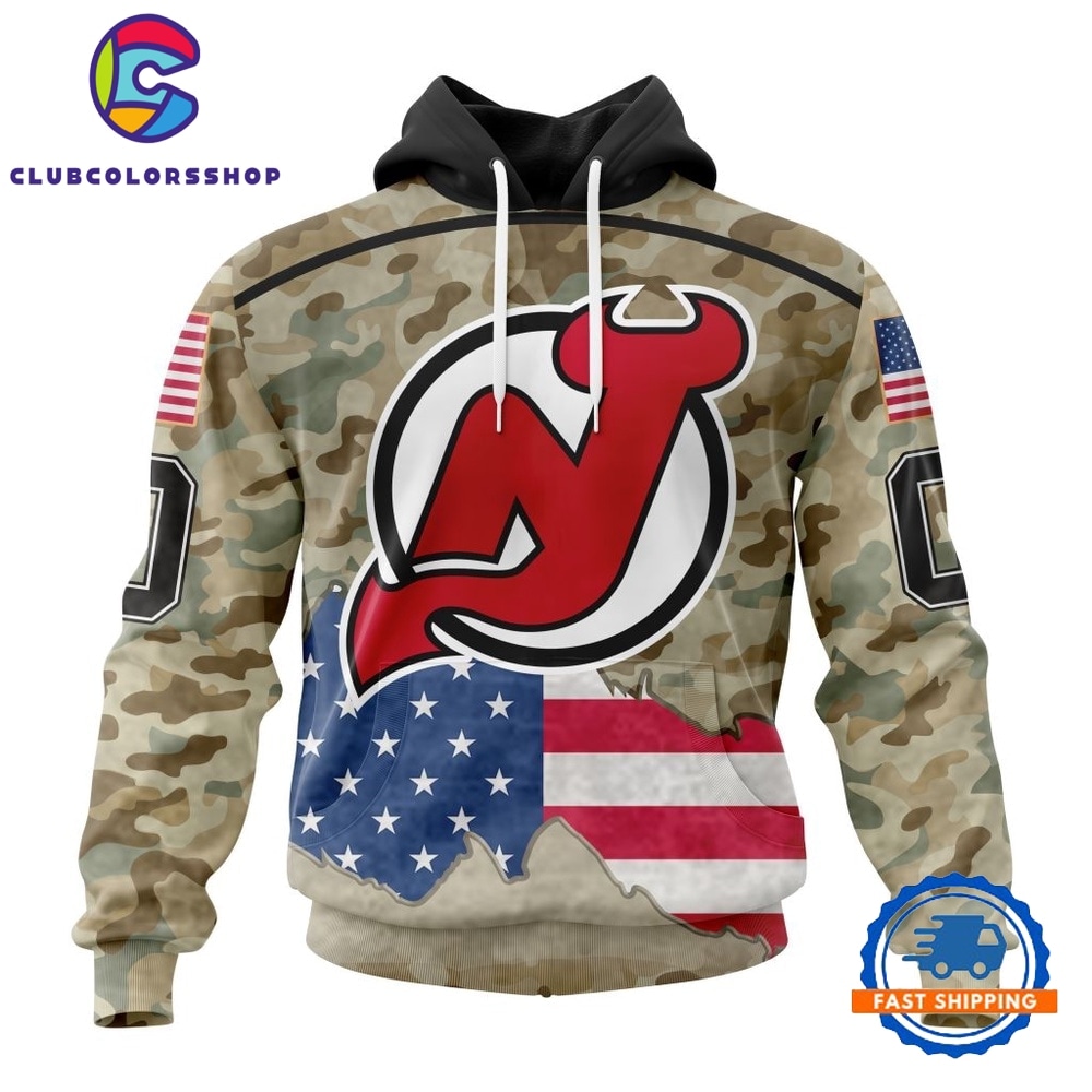 NHL New Jersey Devils Specialized Kits For United State With Camo Color Hoodie, T Shirt 1
