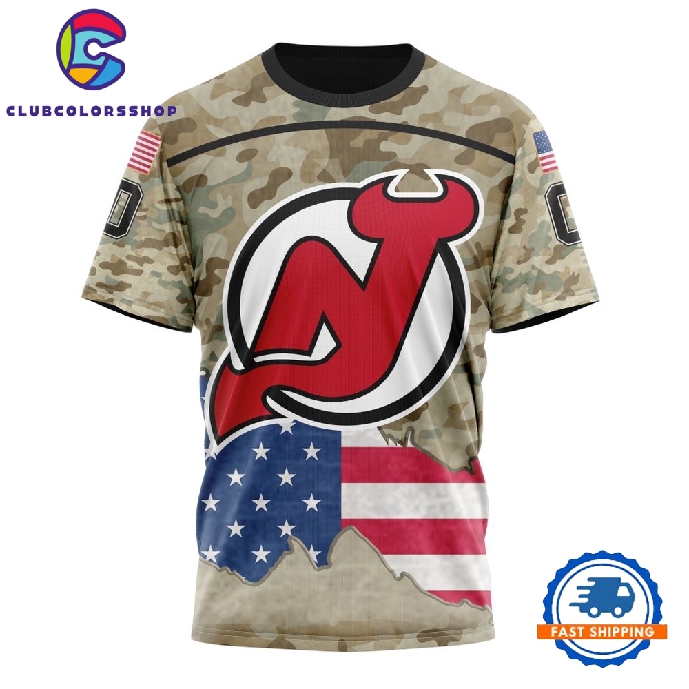 NHL New Jersey Devils Specialized Kits For United State With Camo Color Hoodie, T Shirt 4