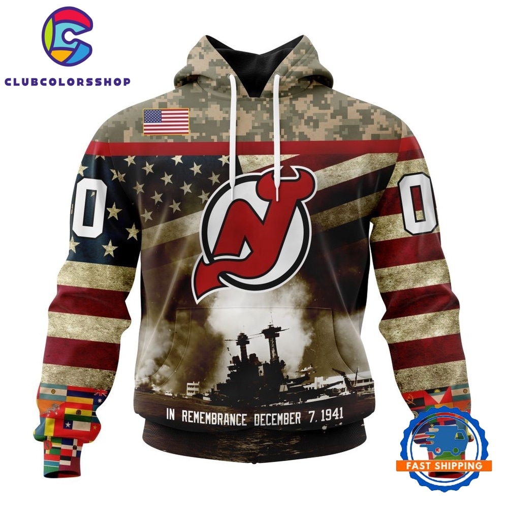 NHL New Jersey Devils Specialized Unisex Kits Remember Pearl Harbor Hoodie, T Shirt