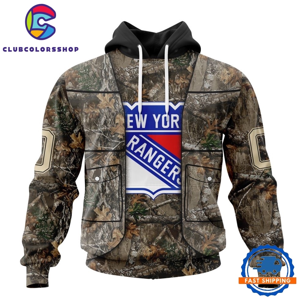 NHL New York Rangers Specialized Unisex Vest Kits With Realtree Camo Hoodie, T Shirt