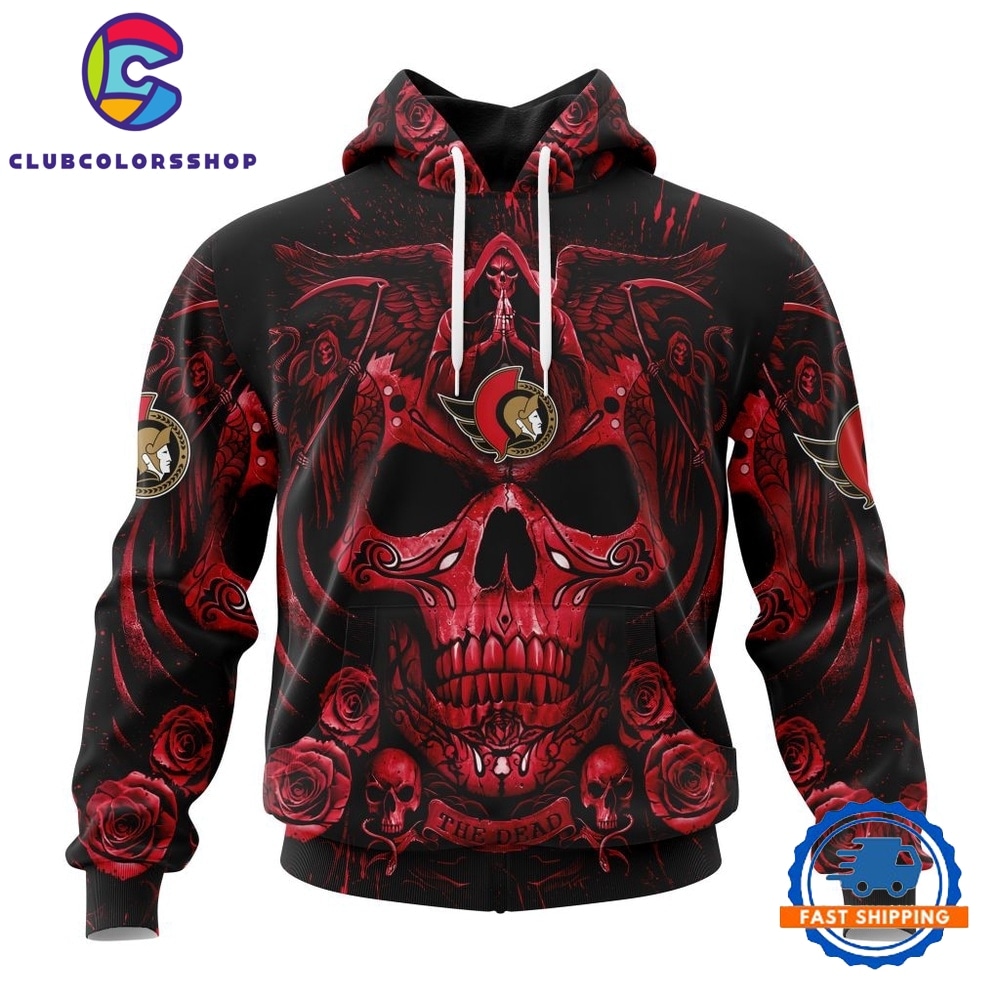 NHL Ottawa Senators Special Design Halloween With Skull Art Hoodie, T Shirt