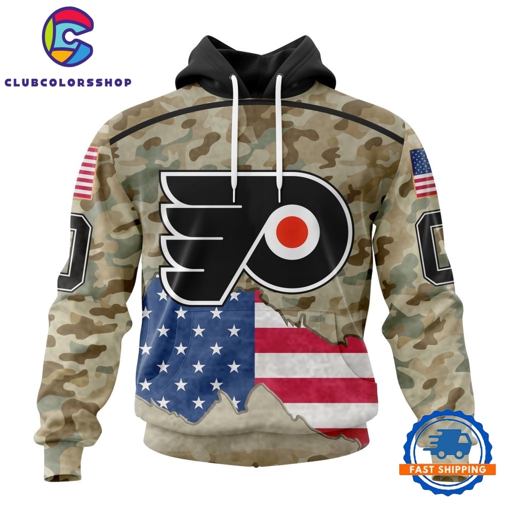 NHL Philadelphia Flyers Specialized Kits For United State With Camo Color Hoodie, T Shirt