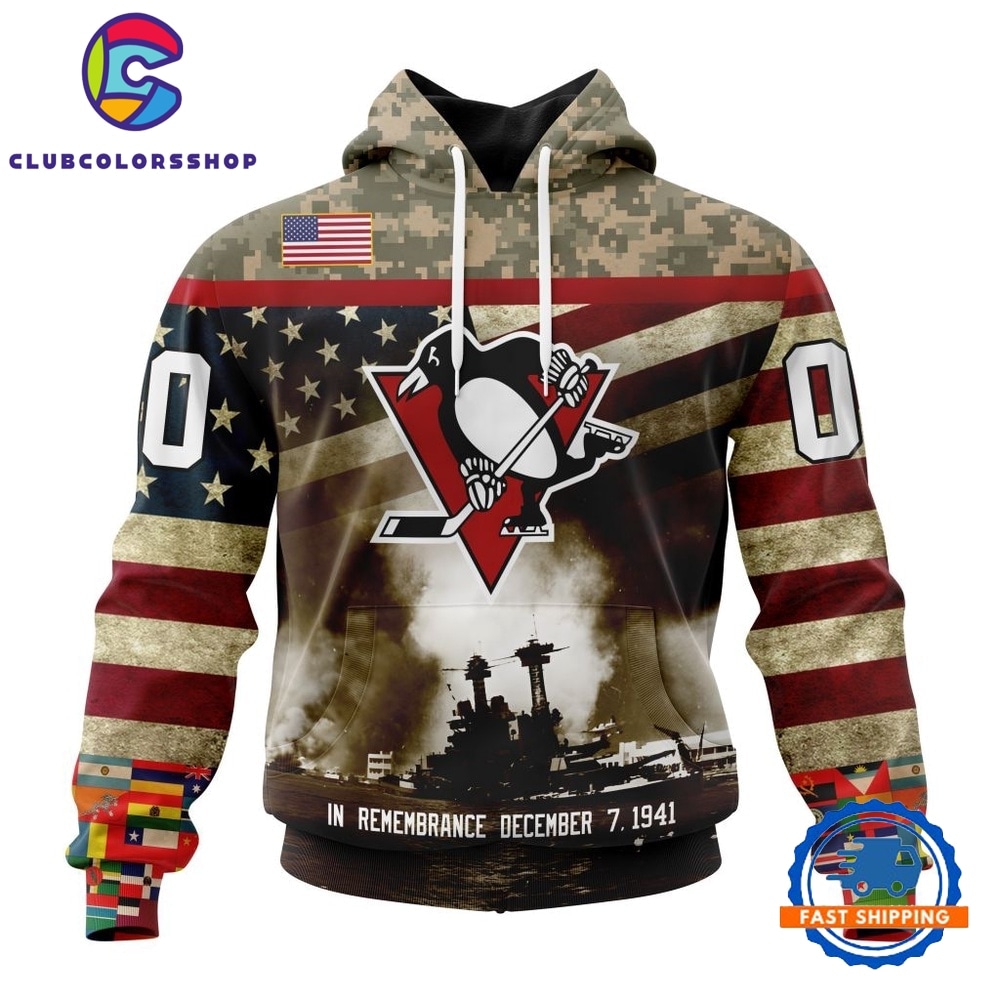NHL Pittsburgh Penguins Specialized Unisex Kits Remember Pearl Harbor Hoodie, T Shirt
