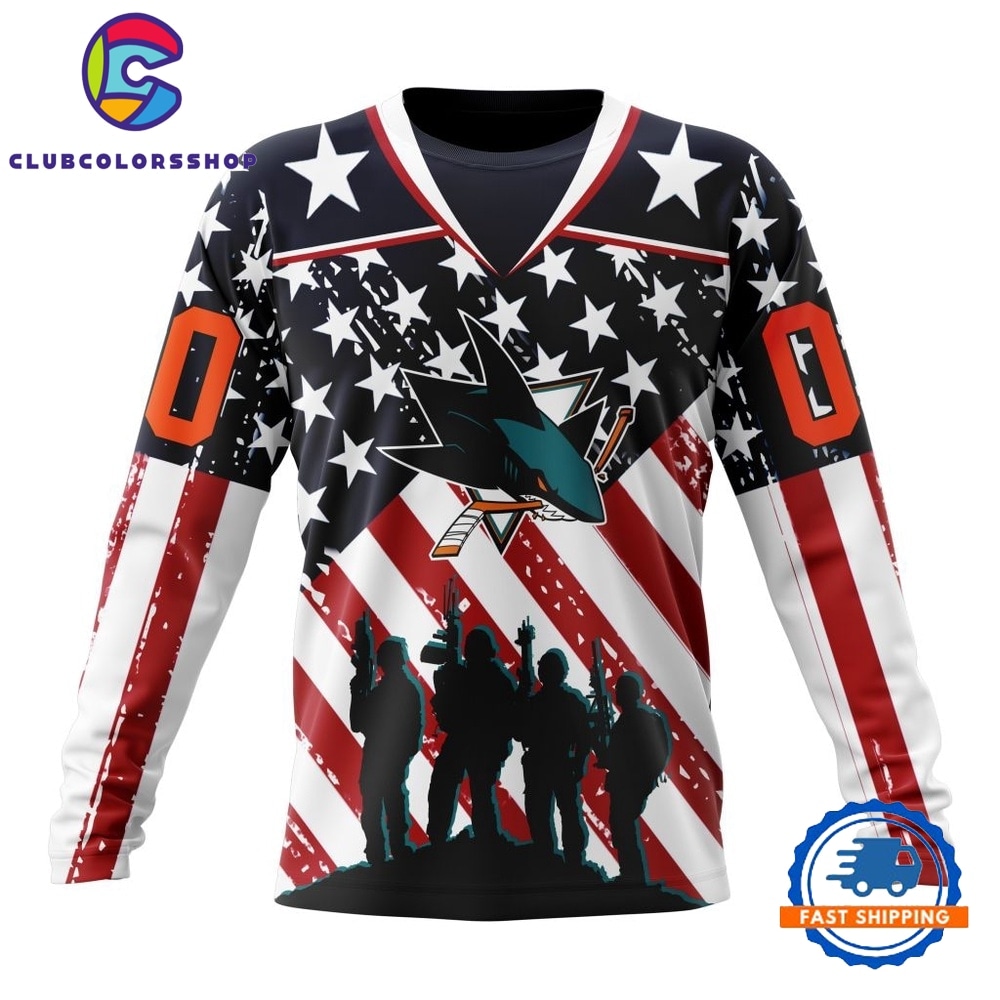 NHL San Jose Sharks Specialized Kits For Honor USS Military Hoodie, T Shirt 3