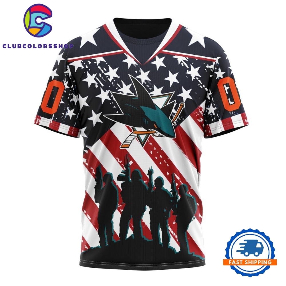 NHL San Jose Sharks Specialized Kits For Honor USS Military Hoodie, T Shirt 4