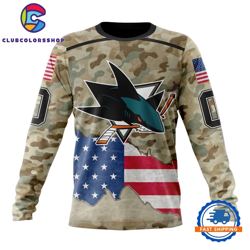NHL San Jose Sharks Specialized Kits For United State With Camo Color Hoodie, T Shirt 3