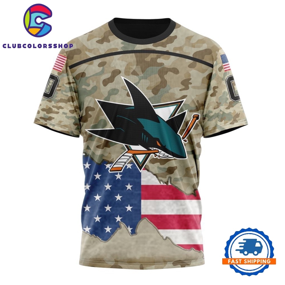 NHL San Jose Sharks Specialized Kits For United State With Camo Color Hoodie, T Shirt 4