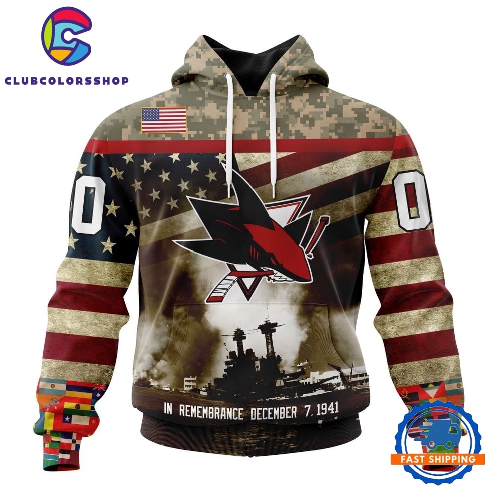 NHL San Jose Sharks Specialized Unisex Kits Remember Pearl Harbor Hoodie, T Shirt