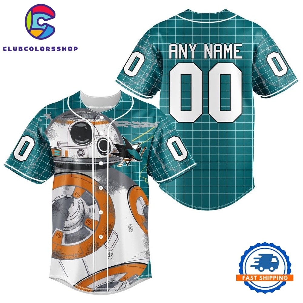 NHL San Jose Sharks x BB 8 D Star War Baseball Jersey