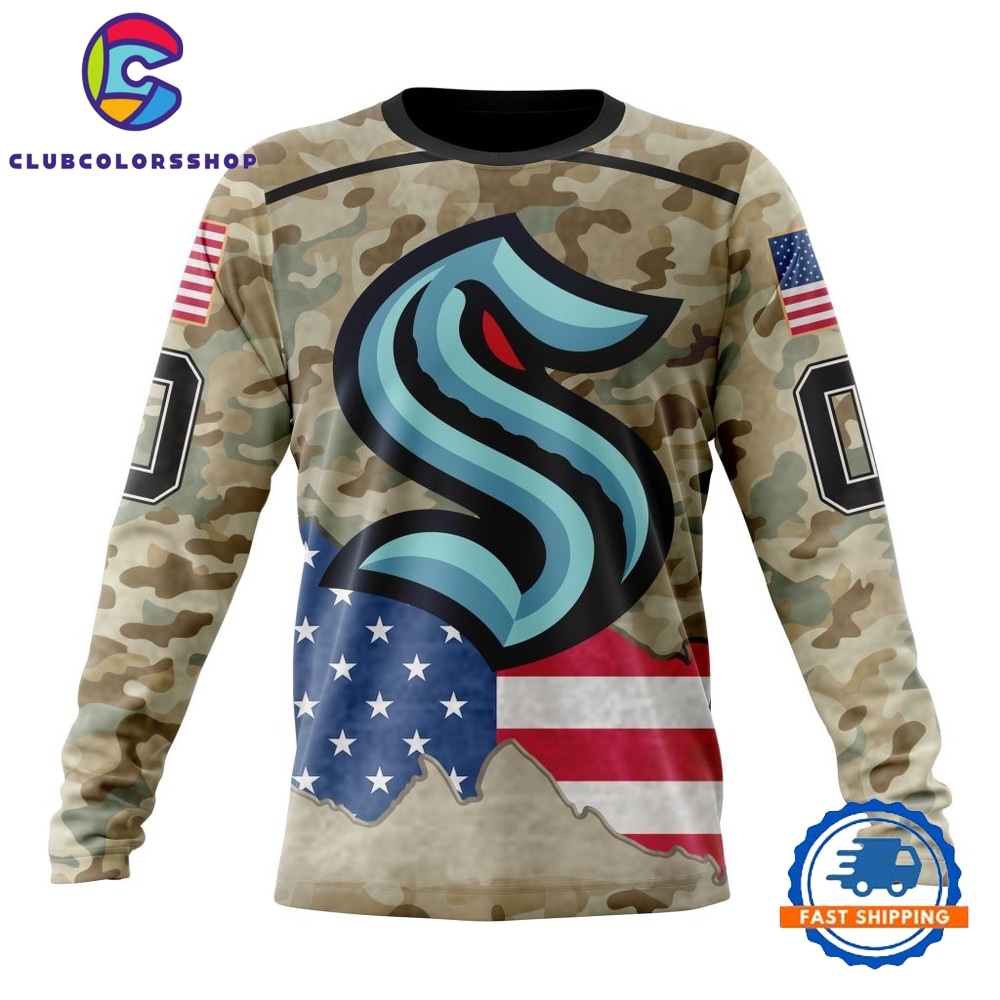 NHL Seattle Kraken Specialized Kits For United State With Camo Color Hoodie, T Shirt 3