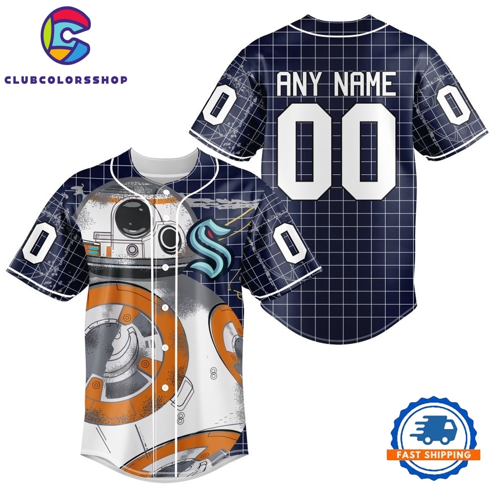 NHL Seattle Kraken x BB 8 D Star War Baseball Jersey