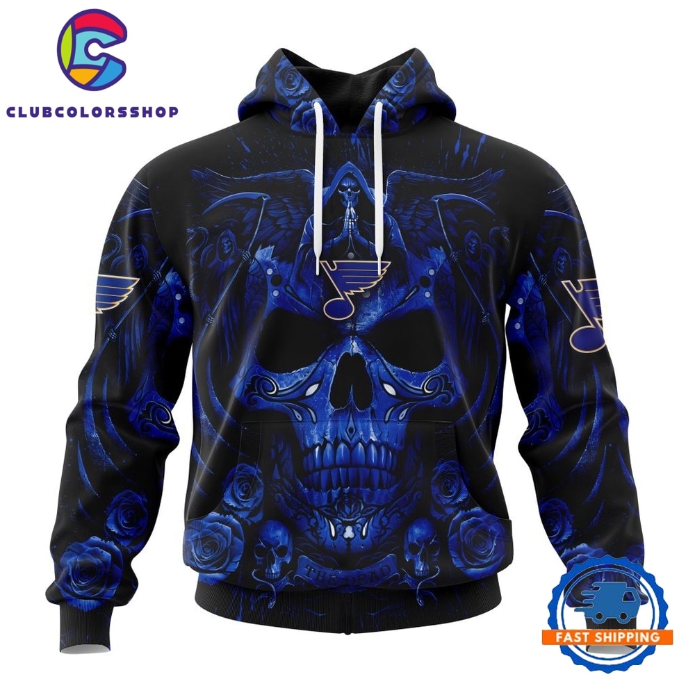 NHL St Louis Blues Special Design Halloween With Skull Art Hoodie, T Shirt