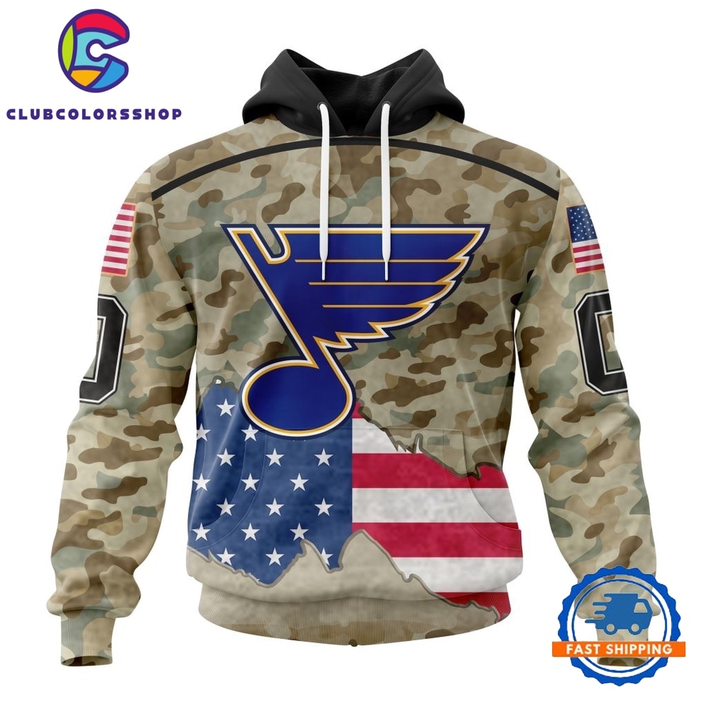 NHL St. Louis Blues Specialized Kits For United State With Camo Color Hoodie, T Shirt