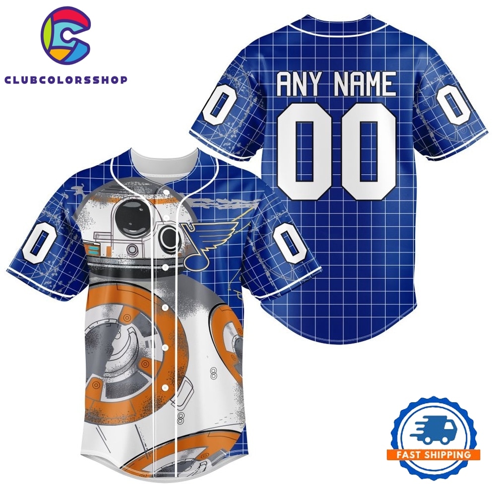 NHL St. Louis Blues x BB 8 D Star War Baseball Jersey
