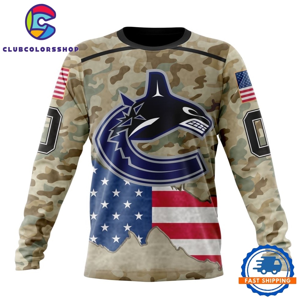 NHL Vancouver Canucks Specialized Kits For United State With Camo Color Hoodie, T Shirt 3