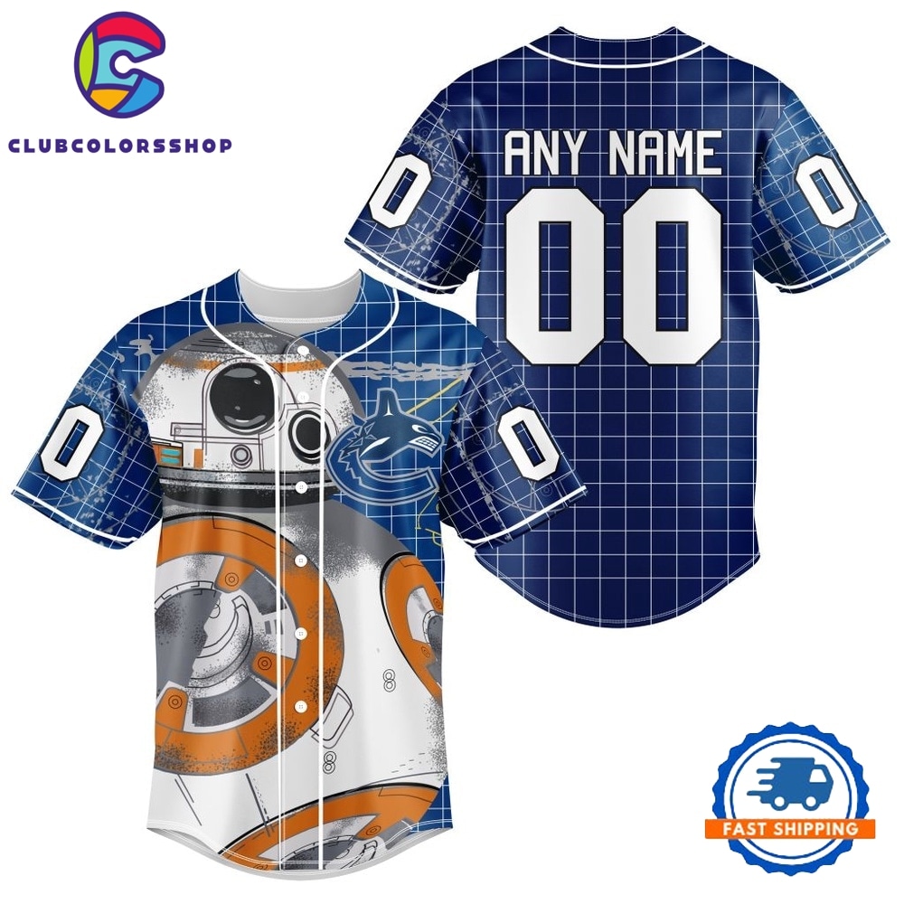 NHL Vancouver Canucks x BB 8 D Star War Baseball Jersey