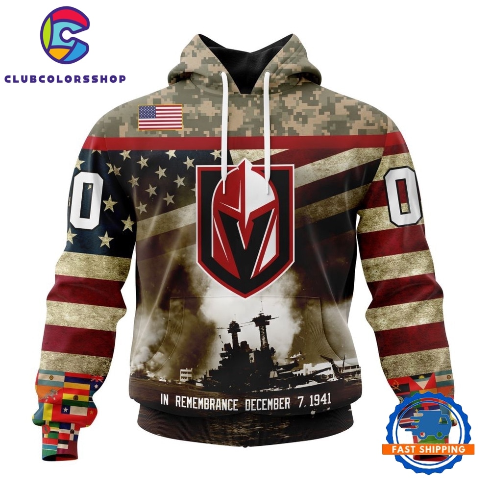 NHL Vegas Golden Knights Specialized Unisex Kits Remember Pearl Harbor Hoodie, T Shirt