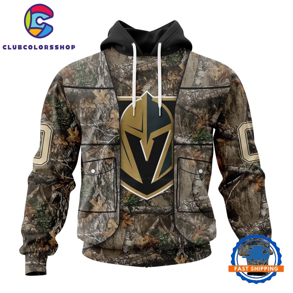 NHL Vegas Golden Knights Specialized Unisex Vest Kits With Realtree Camo Hoodie, T Shirt