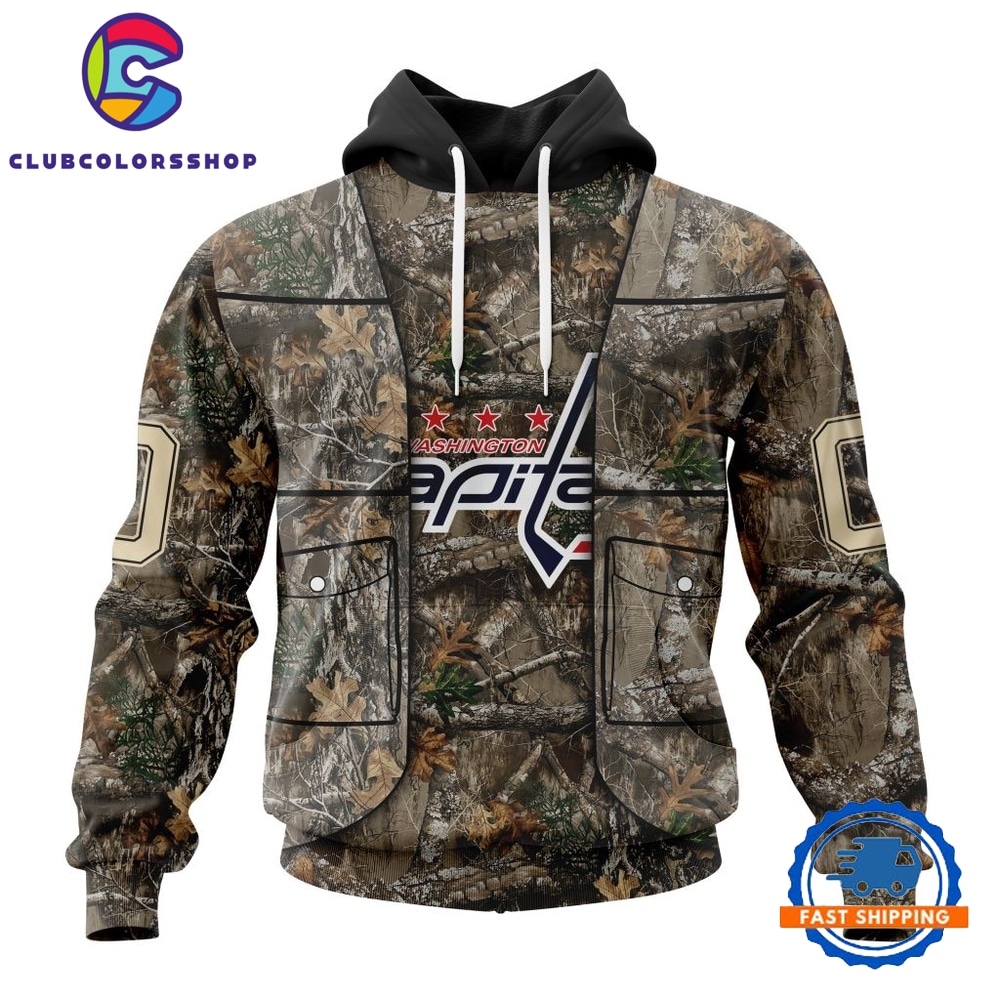 NHL Washington Capitals Specialized Unisex Vest Kits With Realtree Camo Hoodie, T Shirt