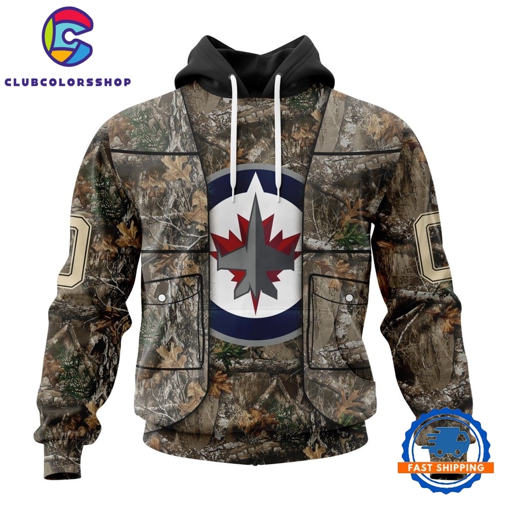 NHL Winnipeg Jets Specialized Unisex Vest Kits With Realtree Camo Hoodie, T Shirt