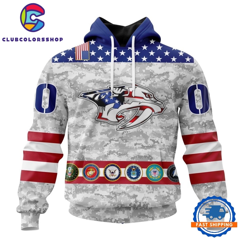 NHL Nashville Predators Armed Forces Appreciation Design Hoodie, T Shirt