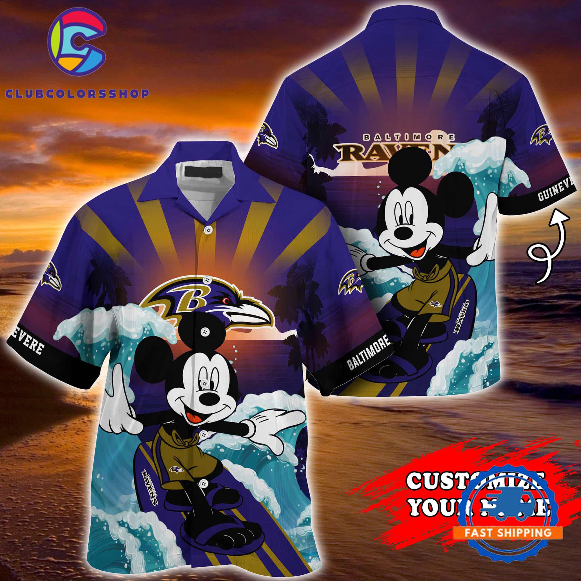 Baltimore Ravens Special Mickey Mouse Movies Design Summer Hawaiian Shirt, NFL Aloha Shirt