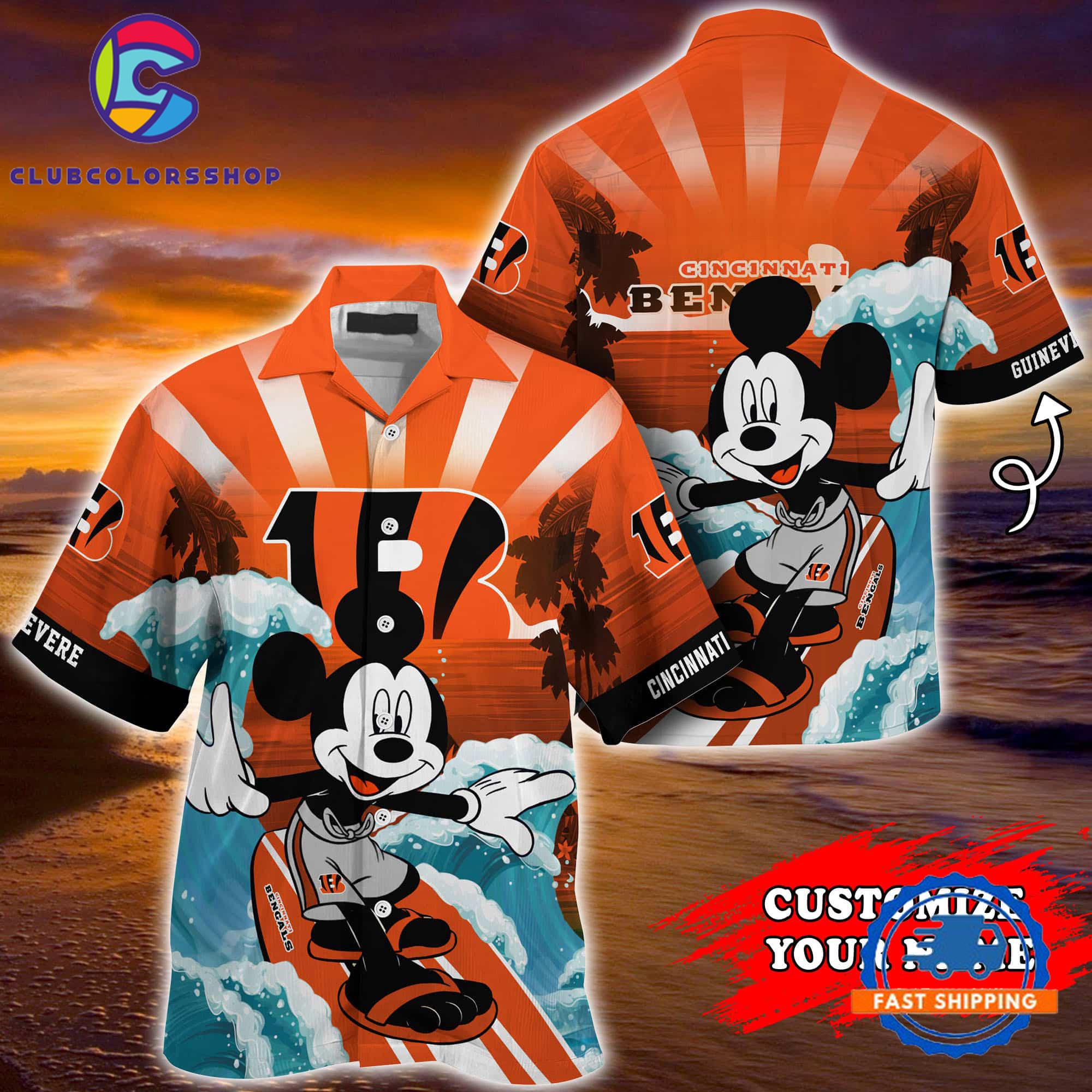 Cincinnati Bengals Special Mickey Mouse Movies Design Summer Hawaiian Shirt, NFL Aloha Shirt