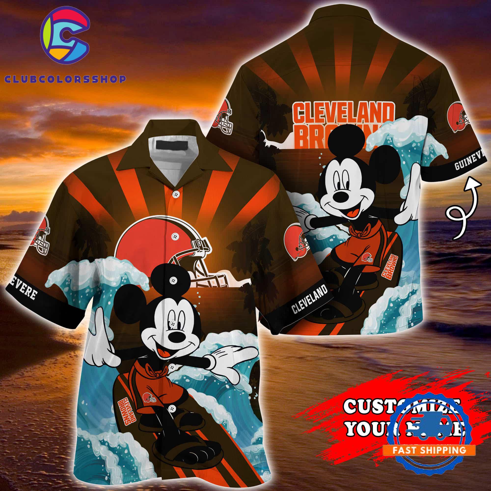 Cleveland Browns Special Mickey Mouse Movies Design Summer Hawaiian Shirt, NFL Aloha Shirt