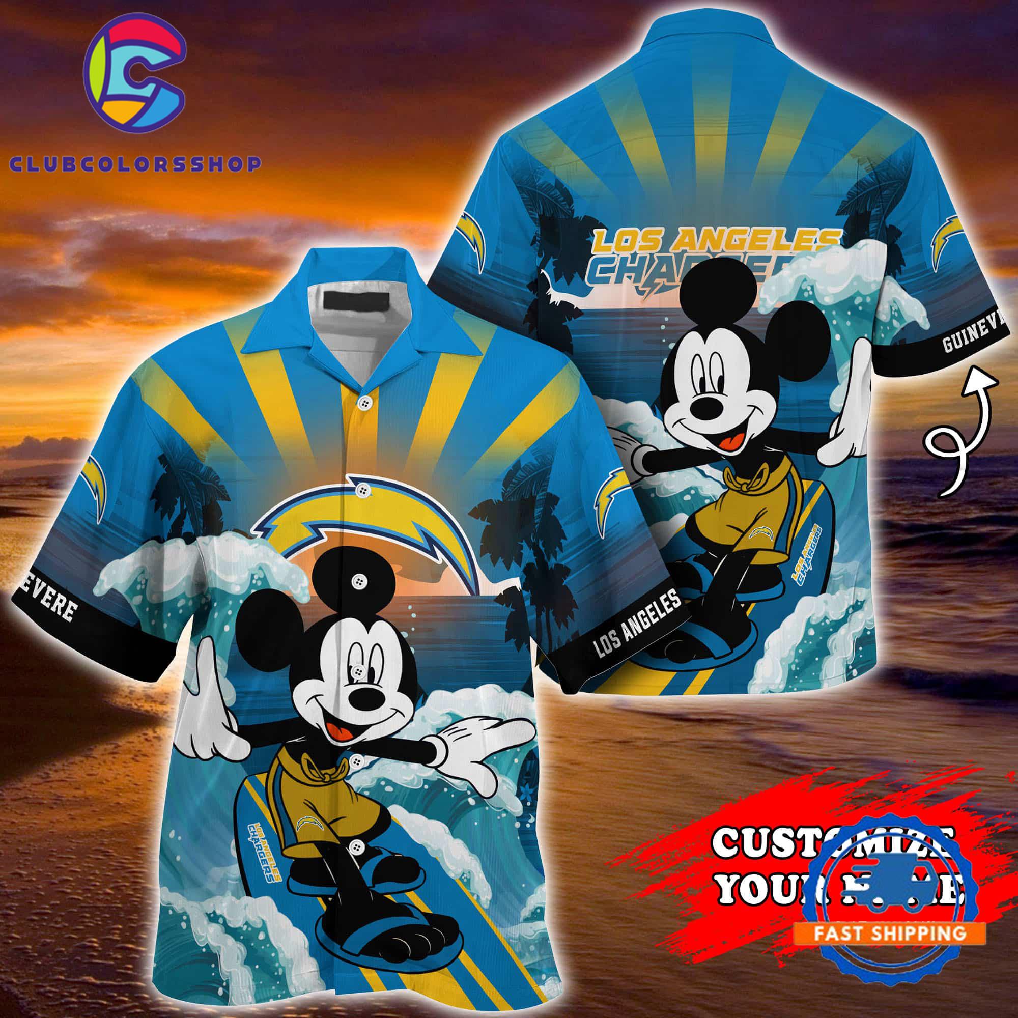Los Angeles Chargers Special Mickey Mouse Movies Design Summer Hawaiian Shirt, NFL Aloha Shirt