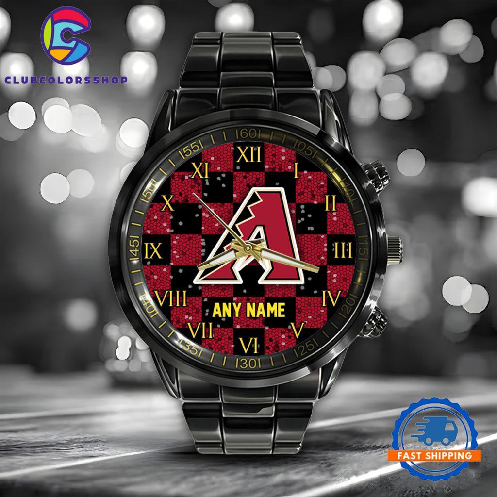MLB Arizona Diamondbacks Black Stainless Steel Watch Baseball Team Design