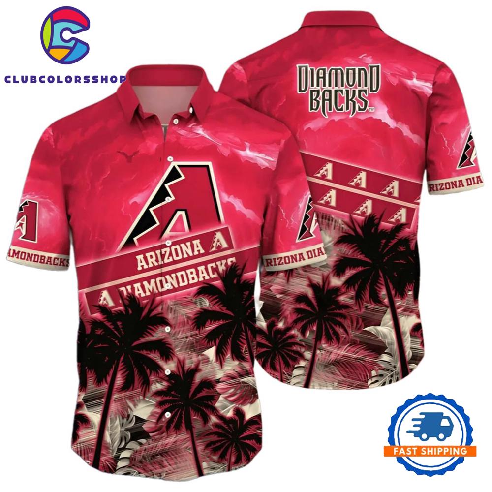 MLB Arizona Diamondbacks Hawaiian Shirt Red Palm Tree Pattern