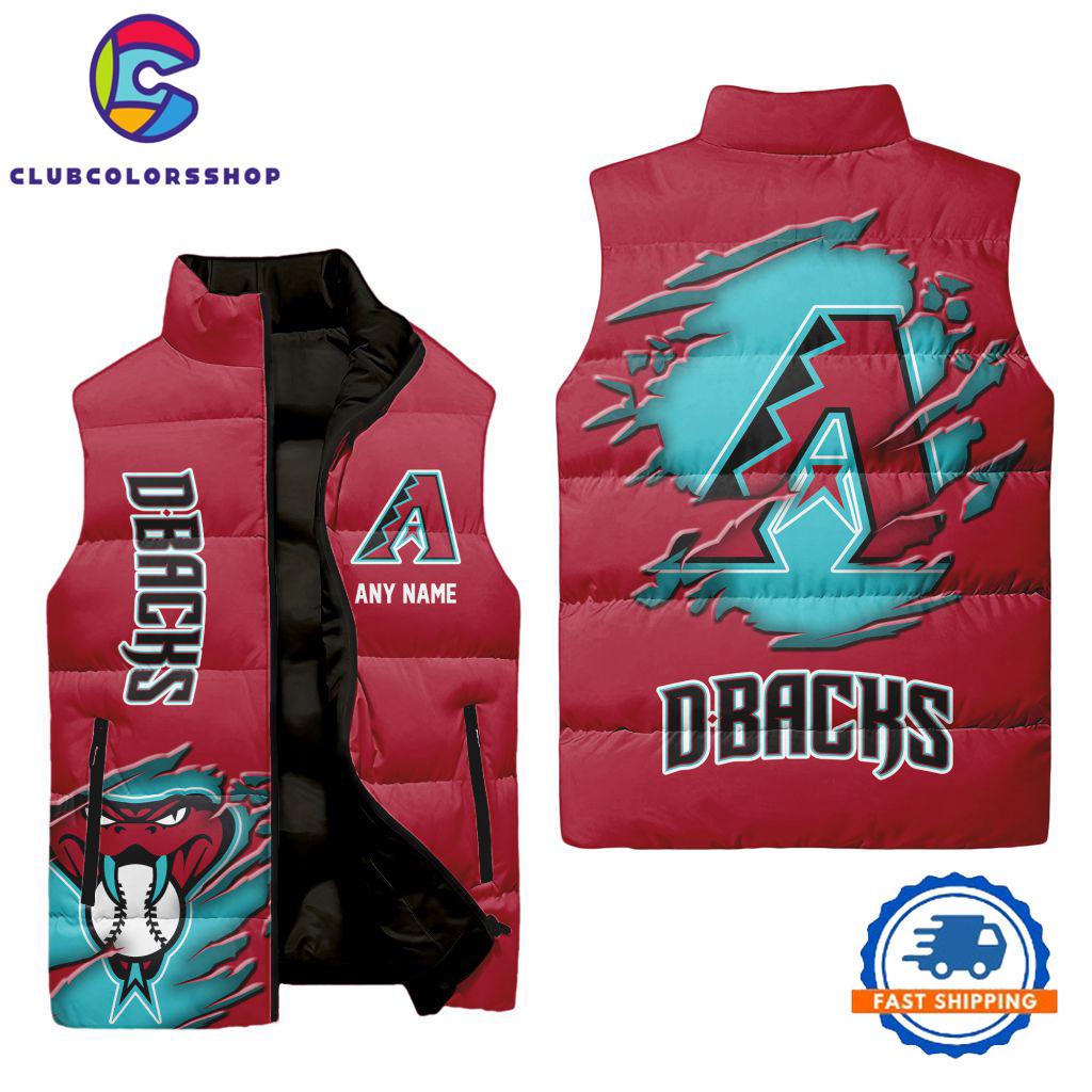 MLB Arizona Diamondbacks Personalized Baseball Team Sleeveless Puffer Jacket