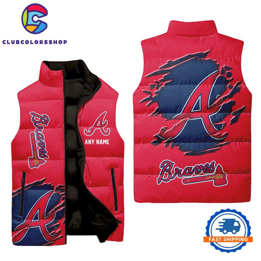MLB Atlanta Braves Personalized Baseball Team Sleeveless Puffer Jacket
