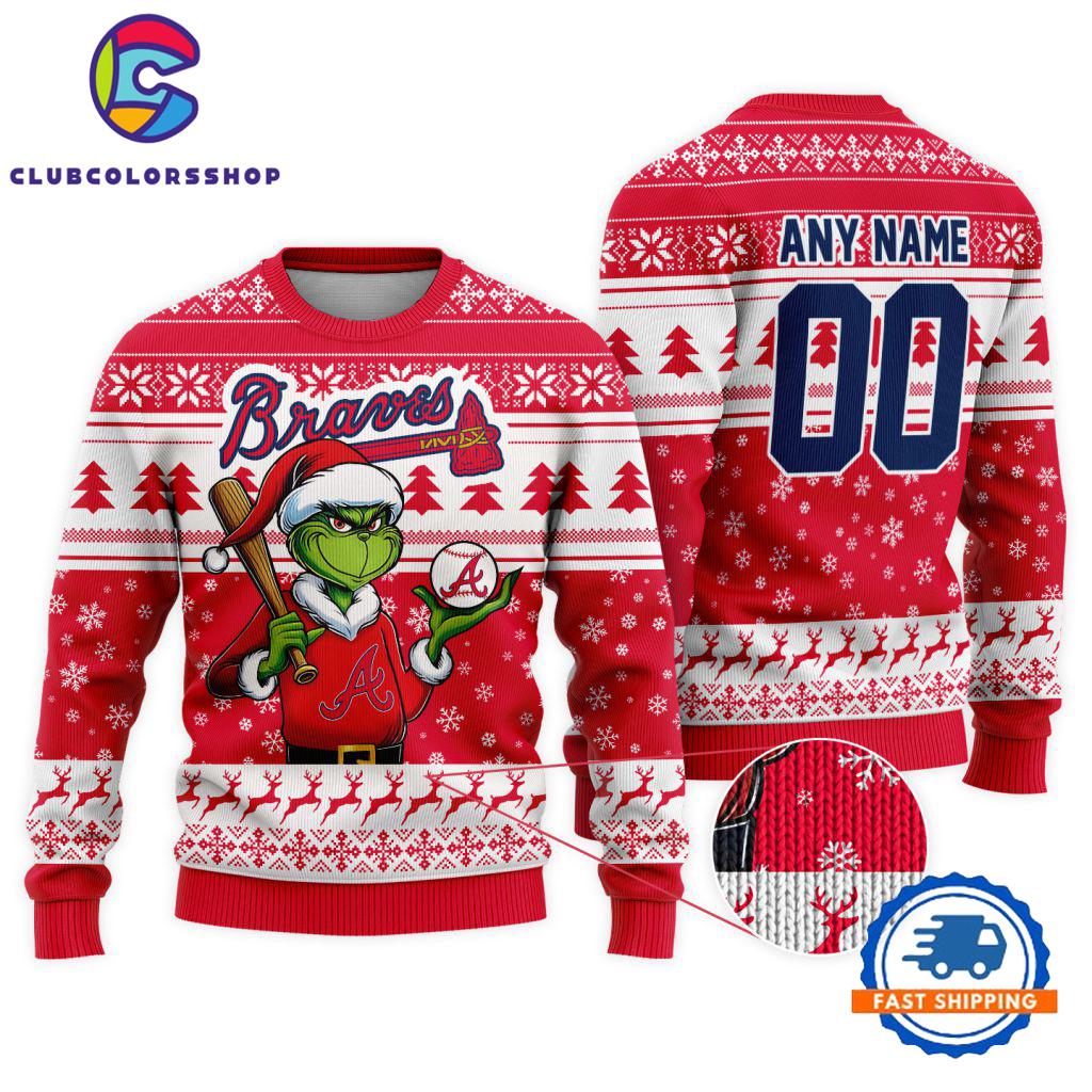 MLB Atlanta Braves Special Grinch Christmas Ugly Sweater Design