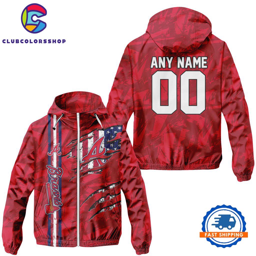 MLB Atlanta Braves Special Windbreaker Outdoor Jacket, Baseball Team Jacket