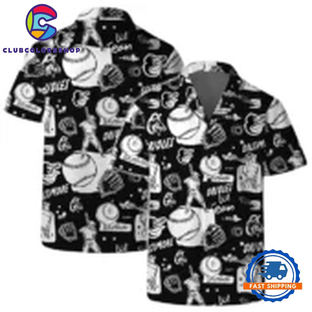 MLB Baltimore Orioles Black And White Baseball Vibes Hawaiian Shirt