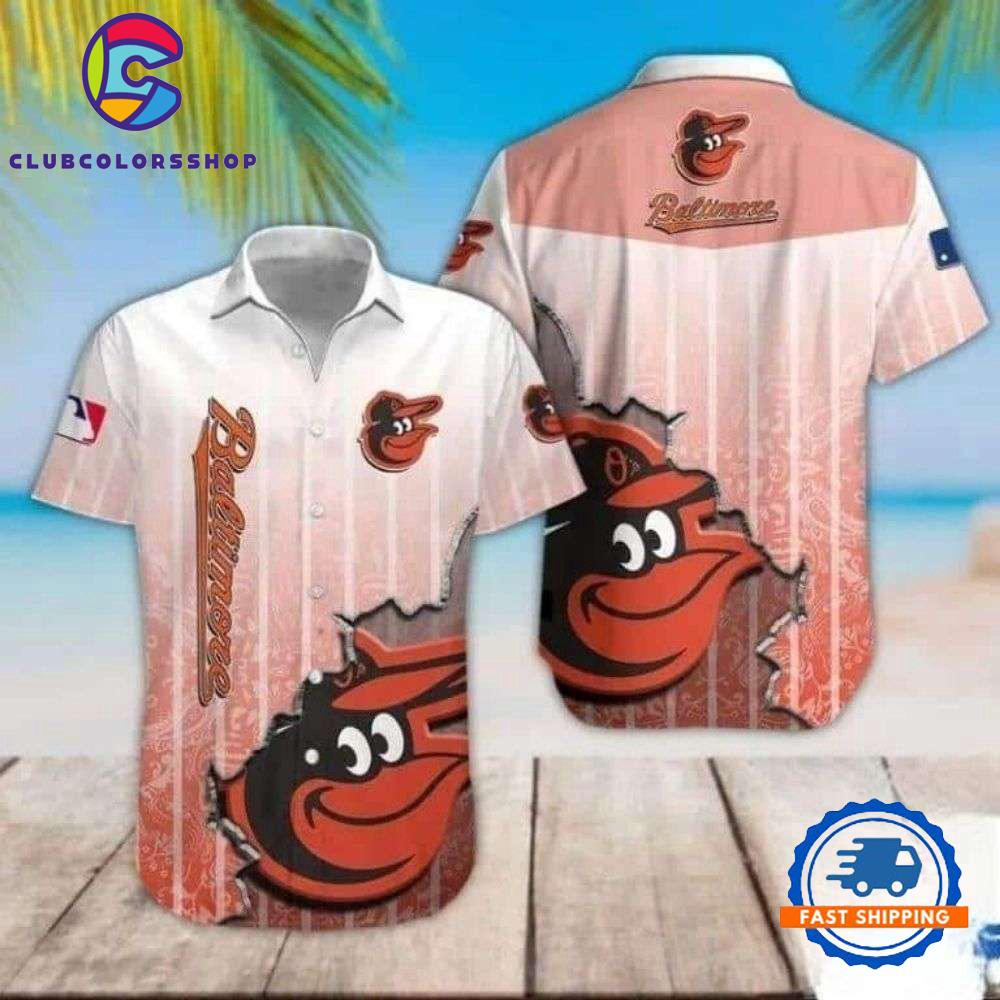 MLB Baltimore Orioles Classic Pinstripe Hawaiian Shirt