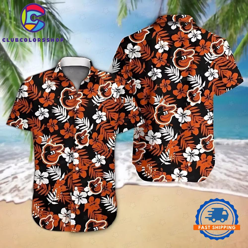 MLB Baltimore Orioles Floral Splash Hawaiian Shirt