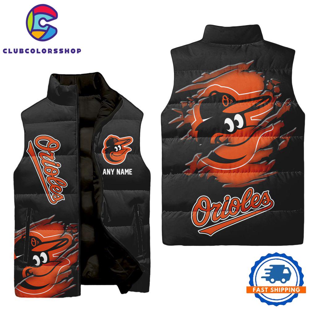 MLB Baltimore Orioles Personalized Baseball Team Sleeveless Puffer Jacket