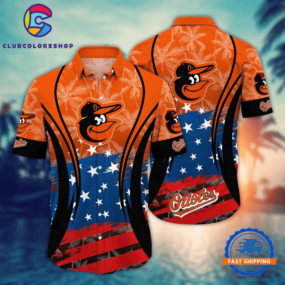 MLB Baltimore Orioles Star Spangled Tropical Hawaiian Shirt