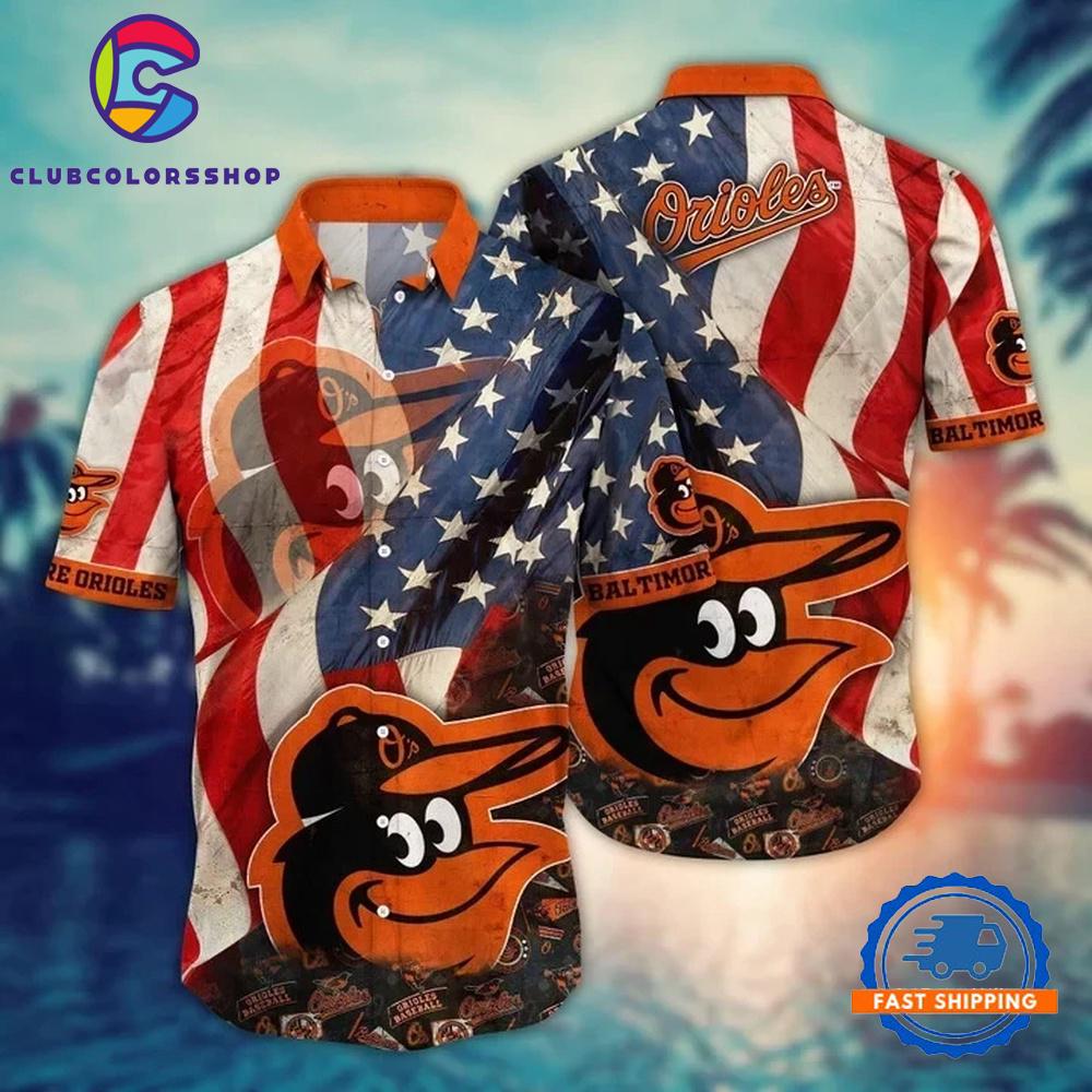 MLB Baltimore Orioles Stars And Stripes Aloha Shirt