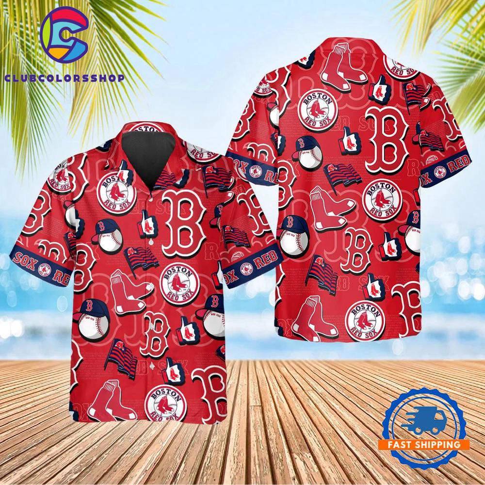 MLB Boston Red Sox Classic Logo Collage Hawaiian Shirt
