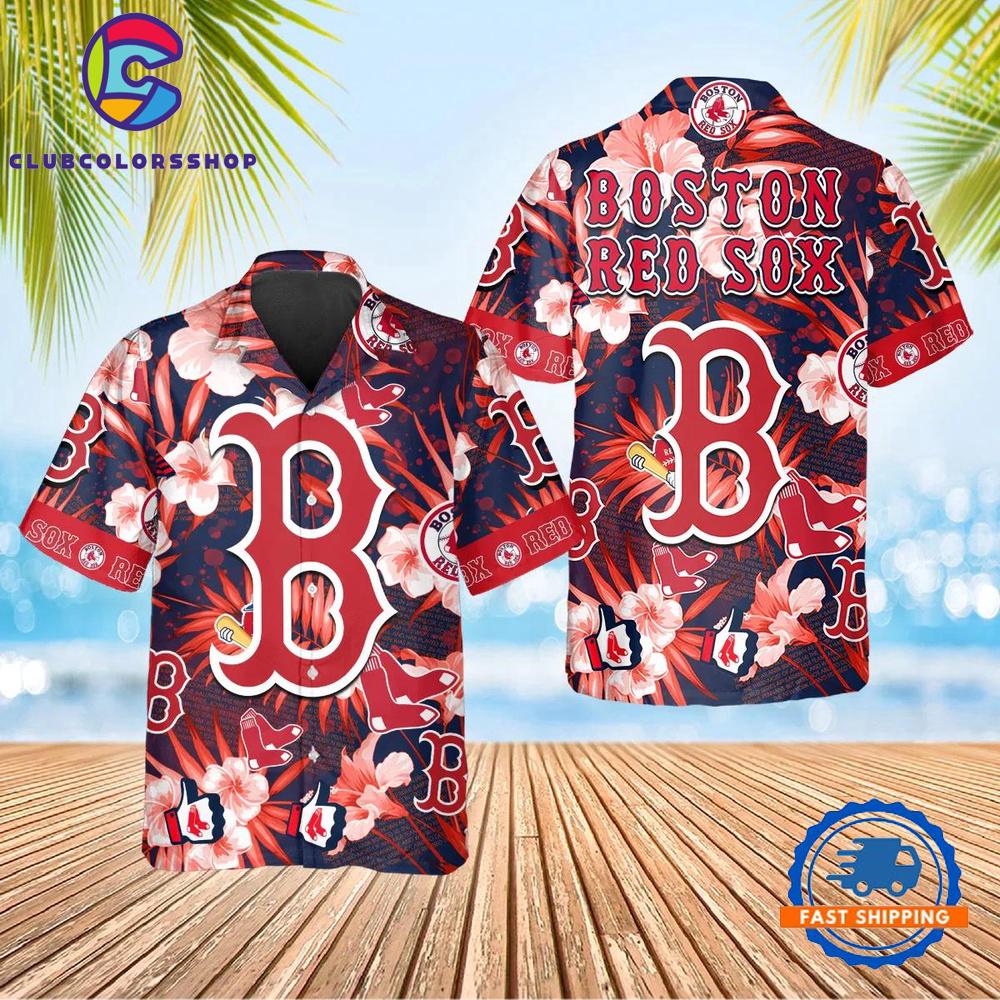 MLB Boston Red Sox Floral Logo Hawaiian Shirt