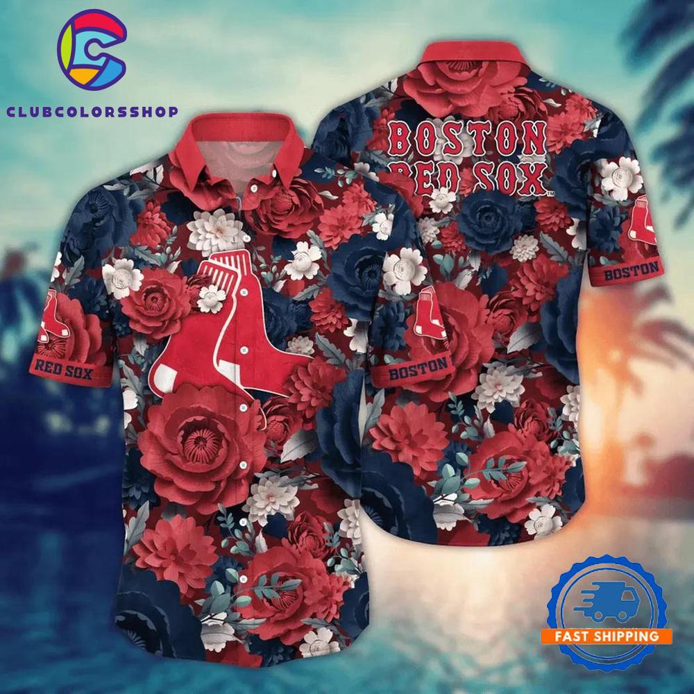 MLB Boston Red Sox Flower Aloha Baseball Hawaiian Shirts