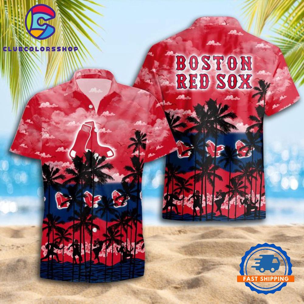 MLB Boston Red Sox Hawaiian Shirt Sunset Beach Design
