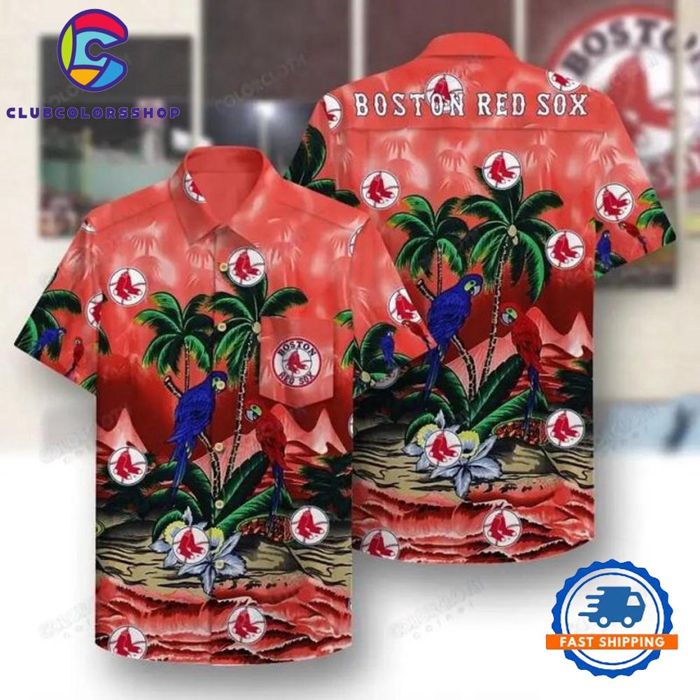 MLB Boston Red Sox Parrot Hawaiian Shirt Tropical Paradise Design