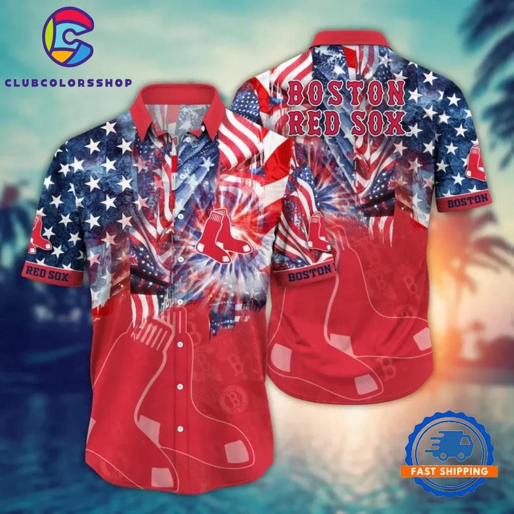 MLB Boston Red Sox Patriotic Fireworks Celebration Hawaiian Shirt