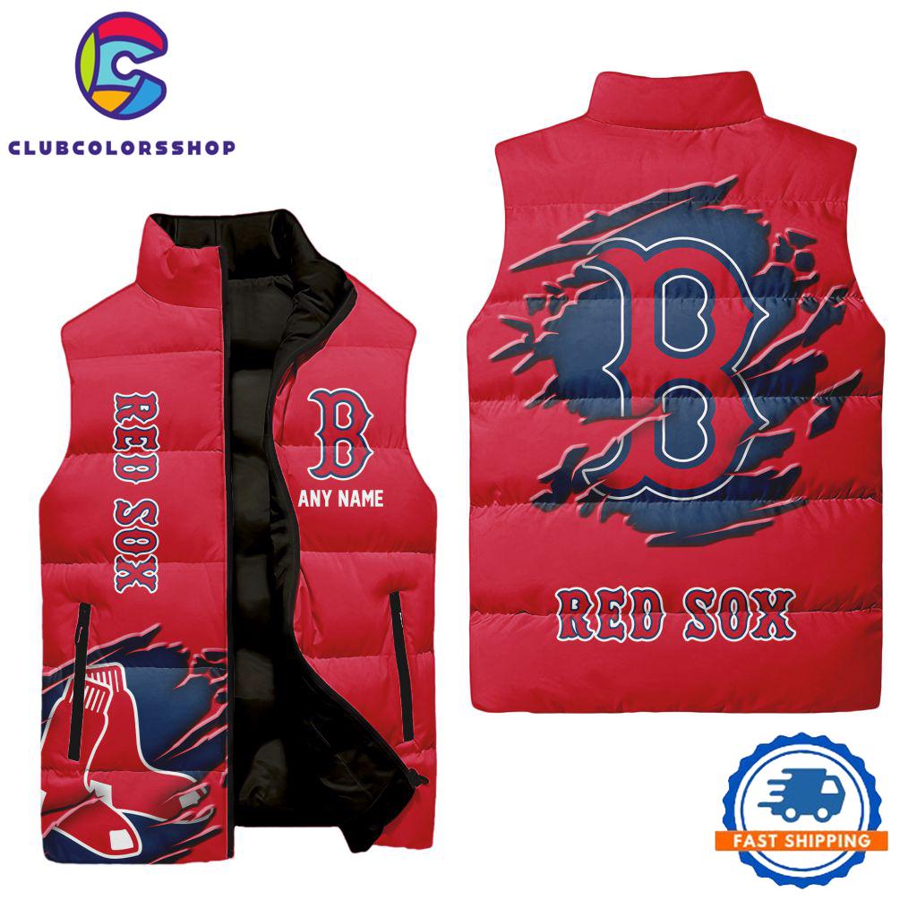 MLB Boston Red Sox Personalized Baseball Team Sleeveless Puffer Jacket