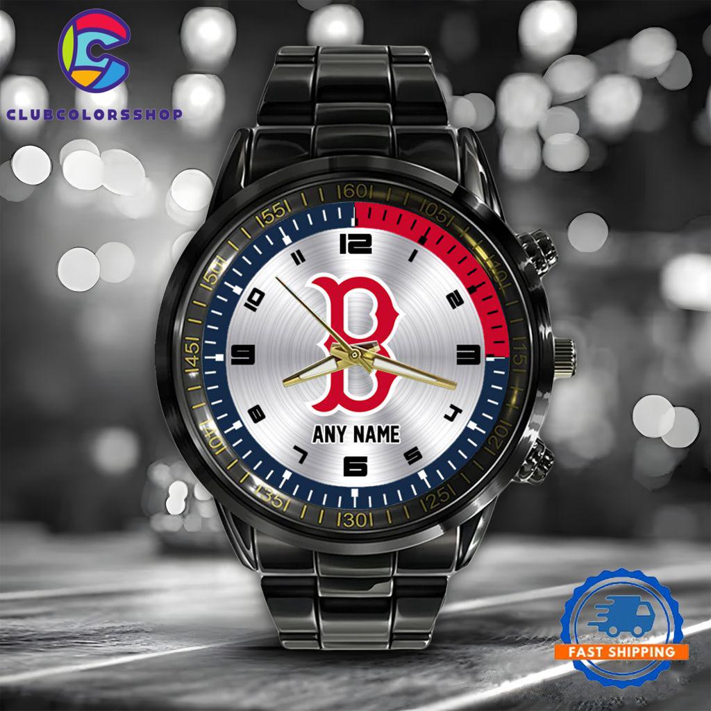 MLB Boston Red Sox Personalized Black Stainless Steel Watch